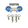 Tufts Classic Gameday Earring Stack with baby blue mini enamel bolts and brown baby stars