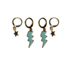 Tufts Classic Gameday Earring Stack with baby blue mini enamel bolts and brown baby stars
