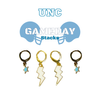 UNC Chapel Hill Classic Gameday Earring Stack with white mini enamel bolts and baby blue baby stars