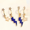 Kentucky Classic Gameday Earring Stack with white mini enamel bolts and cobalt baby stars