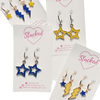 URI Classic Gameday Earring Stack in navy and golden yellow, Rams huggie hoop earrings (view 6)