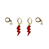 Carnegie Mellon Classic Gameday Earring Stack with grey mini enamel bolts and red baby stars