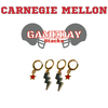 Carnegie Mellon Classic Gameday Earring Stack with red mini enamel bolts and grey baby stars