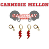 Carnegie Mellon Classic Gameday Earring Stack with grey mini enamel bolts and red baby stars