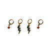 Carnegie Mellon Classic Gameday Earring Stack with red mini enamel bolts and grey baby stars