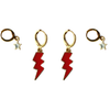 Ohio State Classic Gameday Earring Stack with grey mini enamel bolts and red baby stars