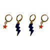 UVA Wise Classic Gameday Earring Stack in navy and red, Cavaliers huggie hoop earrings (view 5)