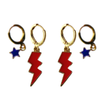 UVA Wise Classic Gameday Earring Stack with red mini enamel bolts and navy baby stars
