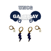 UNC Greensboro Classic Gameday Earring Stack with grey mini enamel bolts and navy baby stars