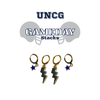UNC Greensboro Classic Gameday Earring Stack with navy mini enamel bolts and grey baby stars