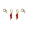 Lynchburg Classic Gameday Earring Stack with grey mini enamel bolts and red baby stars