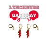 Lynchburg Classic Gameday Earring Stack with grey mini enamel bolts and red baby stars