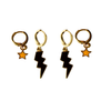 Idaho State Classic Gameday Earring Stack with black mini enamel bolts and orange baby stars