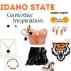 Idaho State Bengals game day outfit inspiration with the Idaho State Classic Gameday Earring Stack