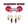 Gardner-Webb Classic Gameday Earring Stack with black mini enamel bolts and red baby stars