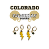Colorado Classic Gameday Earring Stack with gold mini enamel bolts and black baby stars