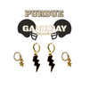 Purdue Classic Gameday Earring Stack with black mini enamel bolts and golden yellow baby stars