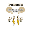 Purdue Classic Gameday Earring Stack with golden yellow mini enamel bolts and black baby stars