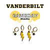 Vanderbilt Classic Gameday Earring Stack with golden yellow mini enamel bolts and black baby stars