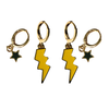 Vanderbilt Classic Gameday Earring Stack with golden yellow mini enamel bolts and black baby stars
