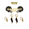 VCU Classic Gameday Earring Stack with black mini enamel bolts and gold baby stars