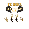 St. Bonaventure Classic Gameday Earring Stack with black mini enamel bolts and golden yellow baby stars
