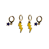 Oral Roberts Classic Gameday Earring Stack with golden yellow mini enamel bolts and navy baby stars