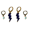 Colorado School of Mines Classic Gameday Earring Stack with baby blue mini enamel bolts and navy baby stars
