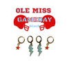 Ole Miss Classic Gameday Earring Stack with baby blue mini enamel bolts and red baby stars