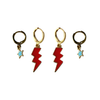 Ole Miss Classic Gameday Earring Stack with red mini enamel bolts and baby blue baby stars