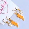 Texas Classic Gameday Earring Stack with orange mini enamel bolts and white baby stars