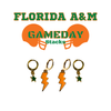 Florida A&M Classic Gameday Earring Stack with green mini enamel bolts and orange baby stars