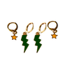 University of Miami Classic Gameday Earring Stack with orange mini enamel bolts and green baby stars