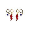 Dayton Classic Gameday Earring Stack with red mini enamel bolts and navy baby stars
