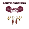 University of South Carolina Classic Gameday Earring Stack with black mini enamel bolts and maroon baby stars