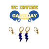 University of California, Irvine Classic Gameday Earring Stack in navy and golden yellow, Anteaters huggie hoop earrings