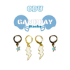 Old Dominion Classic Gameday Earring Stack with white mini enamel bolts and baby blue baby stars