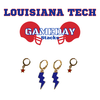 Louisiana Tech Classic Gameday Earring Stack in cobalt and red, Bulldogs huggie hoop earrings