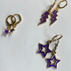 Northampton Community College Classic Gameday Earring Stack in purple and white, Spartans huggie hoop earrings (view 7)