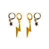 Western Michigan Classic Gameday Earring Stack with gold mini enamel bolts and brown baby stars