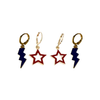 Radford Spirit Earring Stack with navy mini enamel bolts and red starboys