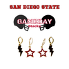 San Diego State Spirit Earring Stack with red mini enamel bolts and black starboys