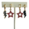 San Diego State Spirit Earring Stack with red mini enamel bolts and black starboys