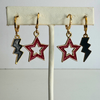 San Diego State Spirit Earring Stack with red mini enamel bolts and black starboys