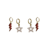 College of Charleston Spirit Earring Stack with maroon mini enamel bolts and white starboys