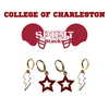 College of Charleston Spirit Earring Stack with maroon mini enamel bolts and white starboys