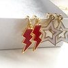 Illinois State Spirit Earring Stack with white mini enamel bolts and red starboys