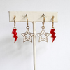 Illinois State Spirit Earring Stack with white mini enamel bolts and red starboys