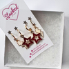Illinois State Spirit Earring Stack with white mini enamel bolts and red starboys
