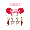 MSUM Spirit Earring Stack with white mini enamel bolts and red starboys